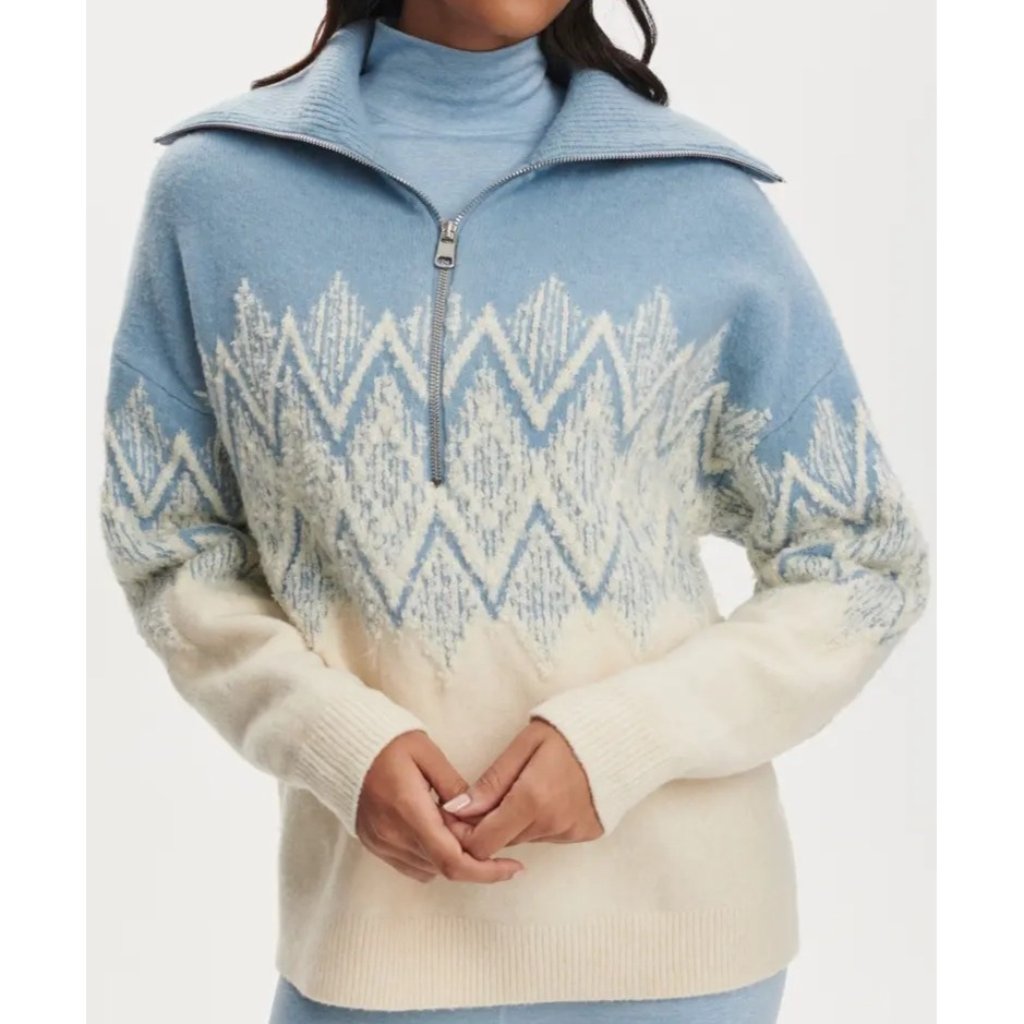 Varley Hedda Fairisle Half Zip Sweater Womens S Warm Winter Cozy Soft Wool